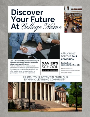 Free  Template: Grey and White College Admission Collage Poster Template