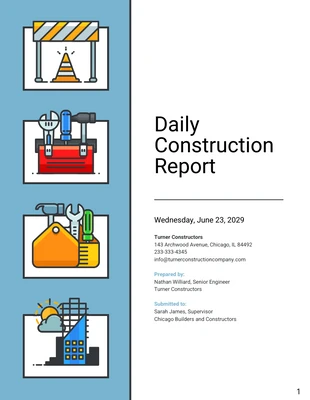 premium  Template: Relatório diário da empresa de construção
