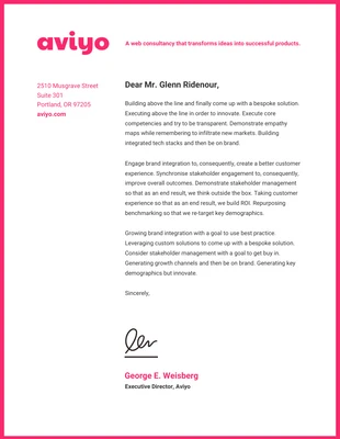 Free  Template: Carta intestata rosa neon