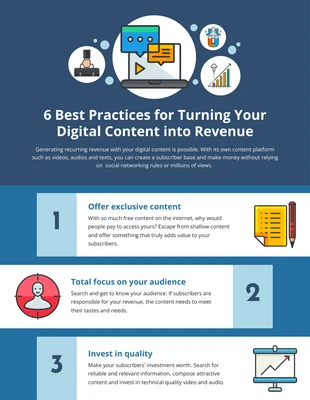 business  Template: Infografía sobre las 6 mejores prácticas en materia de contenidos digitales