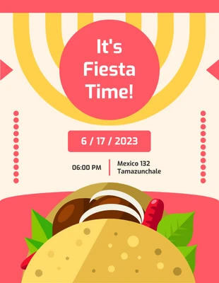 Free  Template: Rot Beige und Gelb Modern Verspielt Buntes Essen Fiesta Einladung