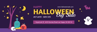 Free  Template: Banner de Halloween de ilustración juguetona de color púrpura oscuro