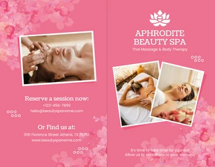 Free  Template: Pink And White Modern Elegant Floral Beauty Spa Brochure