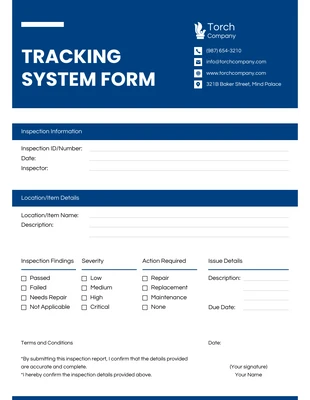 business  Template: Formularios de inspección simples en azul y blanco