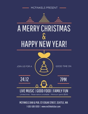 Free  Template: Midnight Blue Christmas Party Flyer