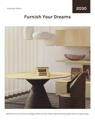 Free  Template: Catálogo de muebles minimalistas modernos en blanco y marrón.