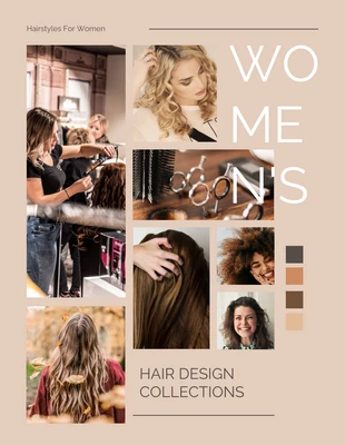 Free  Template: Brown Glamour Woman Hairstyle Collages