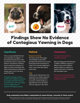 Free  Template: Poster di ricerca sullo studio dello sbadiglio dei cani