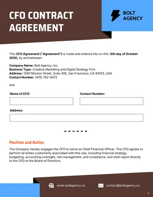 Free accessible and interactive Template: CFO-Vertragsvorlage