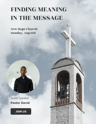Free  Template: Grey Simple Sunday Service Poster Template (Modèle d'affiche pour le service du dimanche)