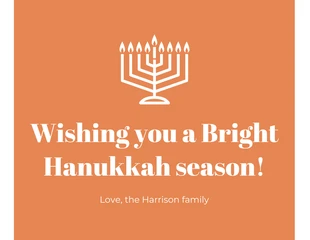 Free  Template: Simple Orange Hanukkah Card
