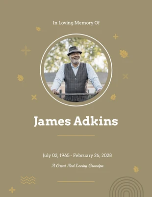 Free  Template: Gold And White Classic Funeral Poster Round Frame