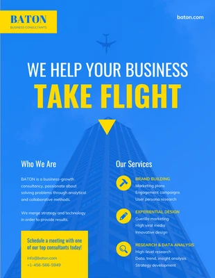 business  Template: Cornflower Blue Business Consulting Pamphlet Flyer Template