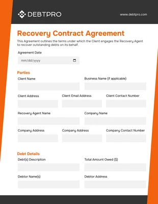business interactive Template: Modèle de contrat de recouvrement
