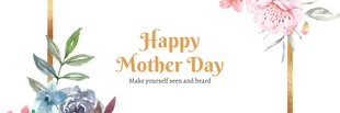 Free  Template: Weißes, minimalistisches Blumenbanner „Happy Mothers Day“.