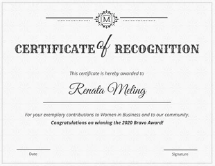 Free  Template: Vintage Certificate of Recognition