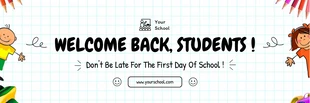 Free  Template: Ilustración juguetona blanca Banner de regreso a la escuela