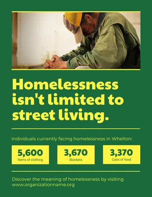 Free  Template: Póster Sin hogar moderno verde y amarillo