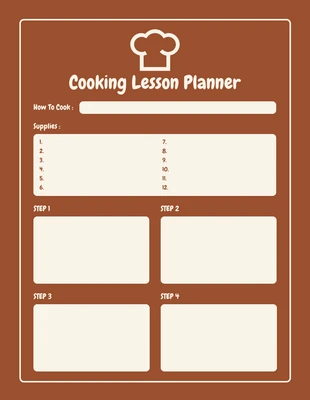 Free  Template: Cooking Lesson Planner Brown Monoline