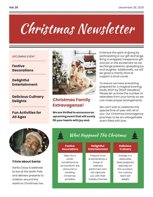 Free  Template: Boletim informativo de Natal suave e moderno em vermelho e verde