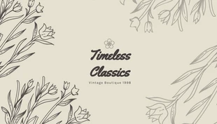Free  Template: Beige Classic Floral Vintage Boutique Business Card