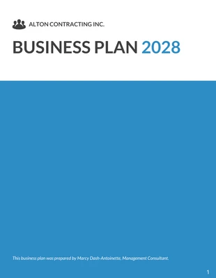 business  Template: خطة عمل شركة المقاولات