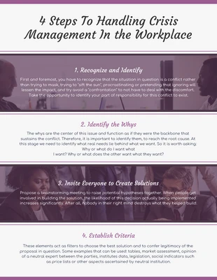 business  Template: Purple 4 Steps Krisenmanagement am Arbeitsplatz