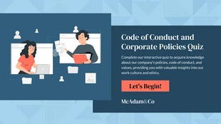 Free interactive Template: Présentation du quiz sur le code de conduite et les politiques d'entreprise