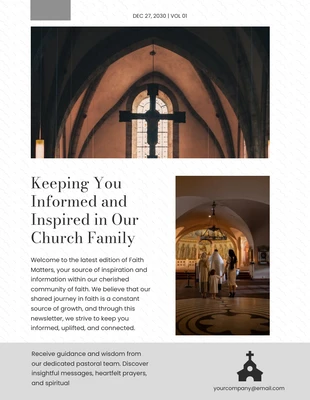 Free  Template: Simple Gray Church Newsletter