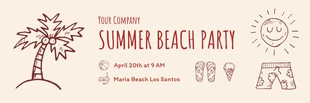 Free  Template: Bannière beige avec illustration ludique de l'été, de la plage et des vacances