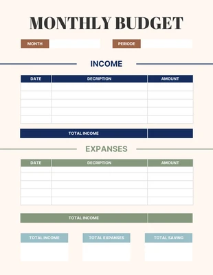 Free  Template: Planejador de orçamento mensal Peach