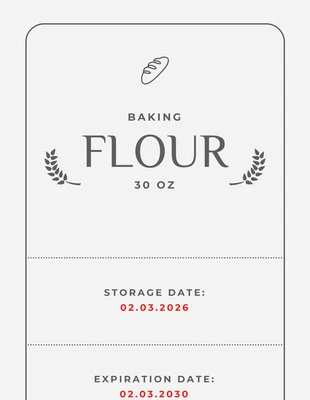 Free  Template: Light Grey Minimalist Flour Kitchen Label