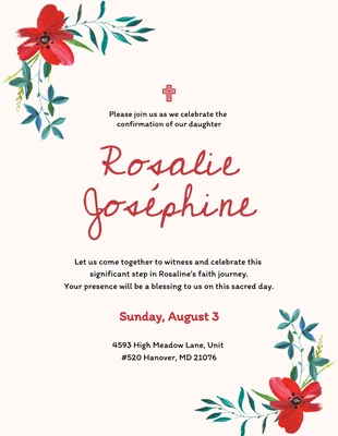 Free  Template: Pink And Red Floral Confirmation Invitation
