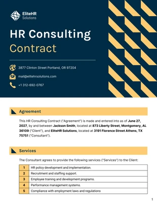 business  Template: Plantilla de contrato de consultoría de recursos humanos