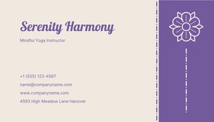 Lilac And Beige Minimalist Yoga Studio Business Card - Pagina 2