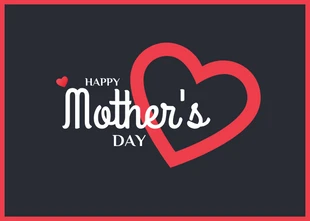 Free  Template: Red And Black Simple Happy Mother's Day Postcard