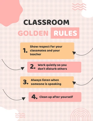 Affiche rose pastel du règlement de la classe