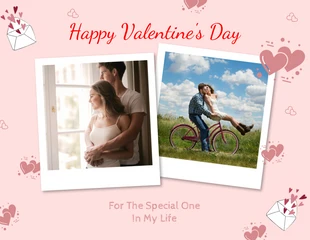 Free  Template: Collage de amor de San Valentín minimalista de corazón rosa y rojo