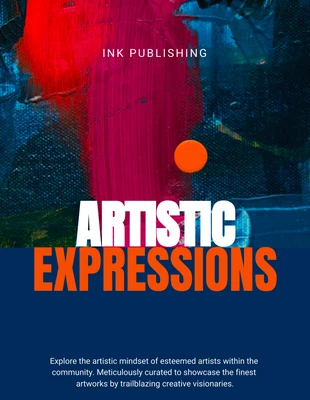 Free  Template: غلاف كتاب الفن الحديث باللونين الأزرق الداكن والأحمر