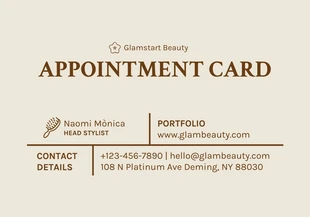 Free  Template: Beige And Brown Minimalist Appointment Card