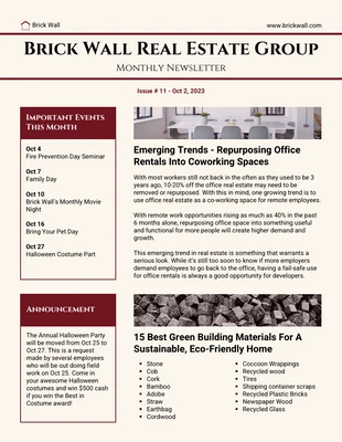 business  Template: Esempi di newsletter immobiliari