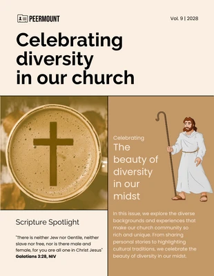 Free  Template: Moderno y Cálido Boletín de la Iglesia Beige Crema