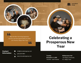 Free  Template: Corporate New Year's Reception Half-Fold Brochure