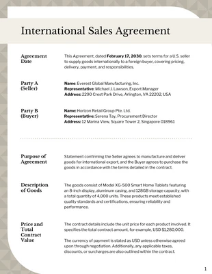 business interactive Template: Modello di contratto di vendita internazionale