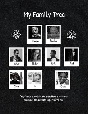 Free  Template: ملصق شجرة عائلتي ذو الملمس الأسود الحديث