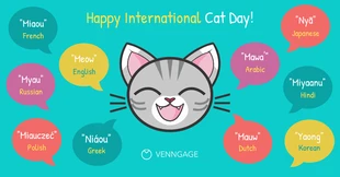 Free  Template: Vibrant Cat Day LinkedIn Beitrag