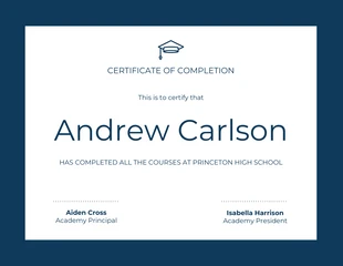 Simple Blue Pattern Certificate of Completion