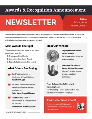 business  Template: Awards & Recognition Announcement Newsletter