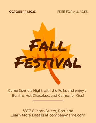 Free  Template: Yellow Simple Fall Festival Flyer