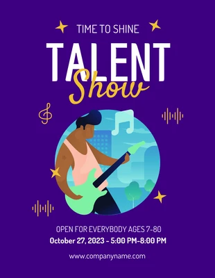 Free  Template: Blue Simple Illustration Talent Show Flyer